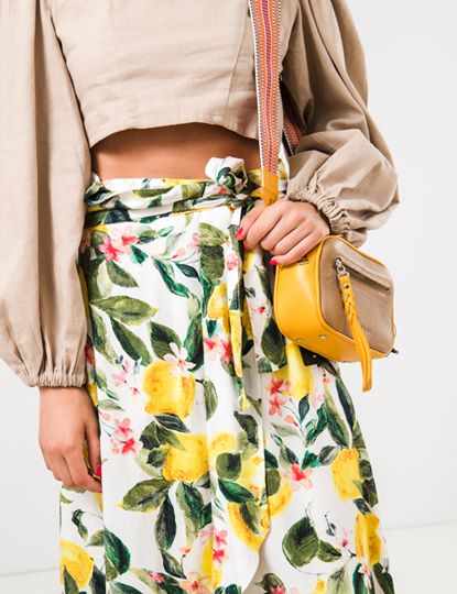 Women Leather Crossbody Bag Goccia Mini Yellow