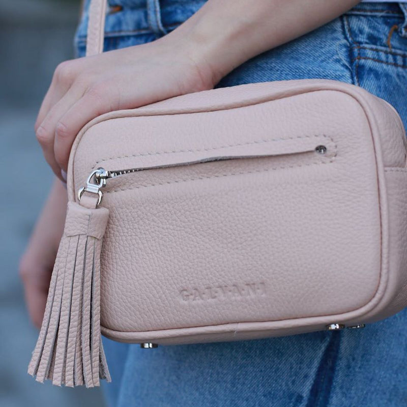 Women Leather Cross Body Bag Goccia Mini Light Pink