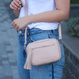 Women Leather Cross Body Bag Goccia Mini Light Pink