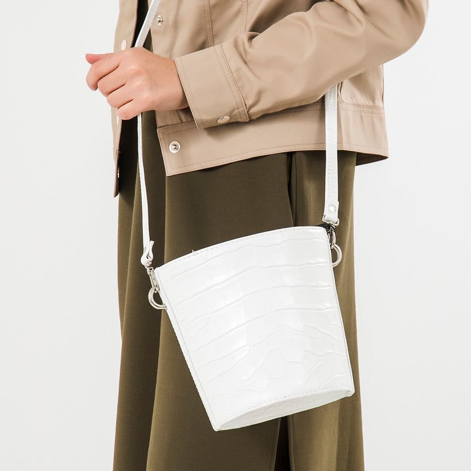 Woman Leather Crossbody Bag Capriccio White