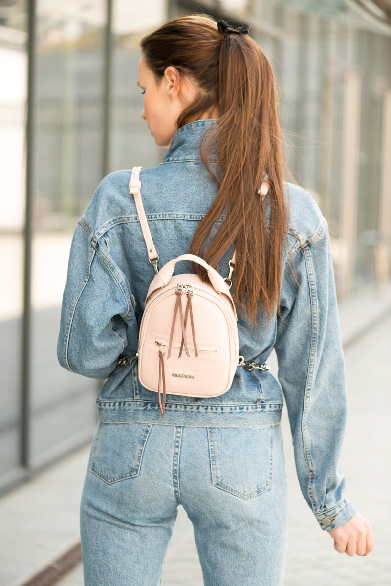 Woman Leather Backpack Dea Soft Pink