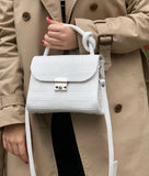 Women Leather Cross Body Bag Cocco Mini White