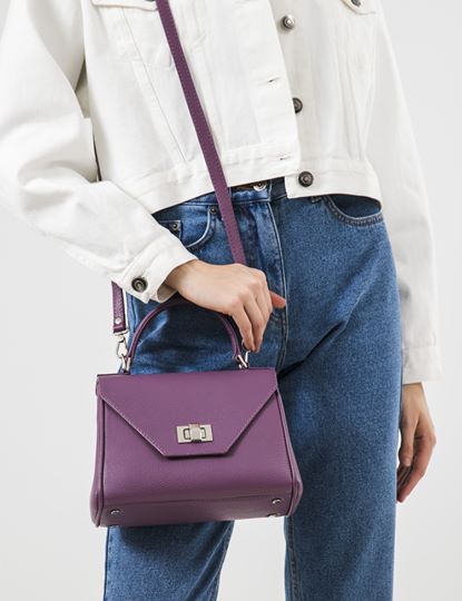Women Leather Crossbody Bag Dolcecuore Mini Purple