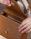Women Leather Crossbody Bag Dolcecuore Mini Brown