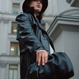 Women Leather Handbag Cristallo Black