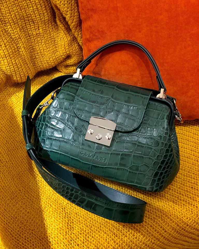 Women Leather Crossbody Bag Palermo Medium Green