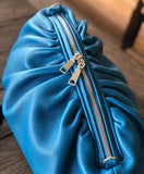 Women Leather Handbag Cristallo Blue