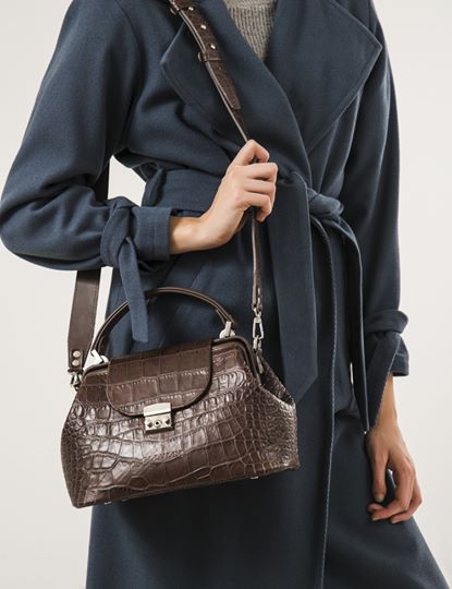 Women Leather Cross Body Bag Palermo Medium Brown