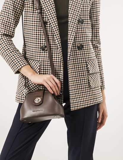 Women Leather Cross Body Bag Palermo Micro Brown