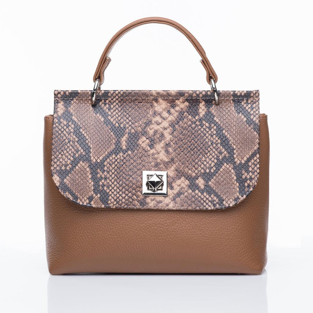 Women Leather Handbag Capri Pink