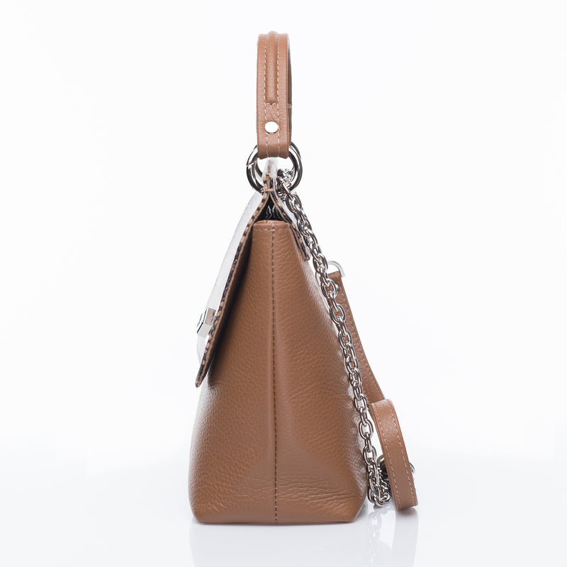 Women Leather Handbag Capri Light Brown