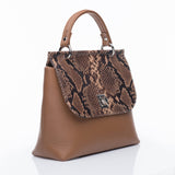 Women Leather Handbag Capri Light Brown