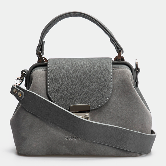 Women Leather Crossbody Bag Palermo Small Grey Suede