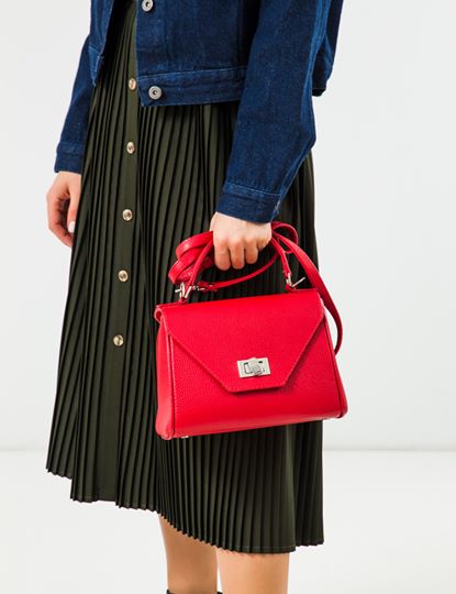 Women Leather Crossbody Bag Dolcecuore Mini Crimson