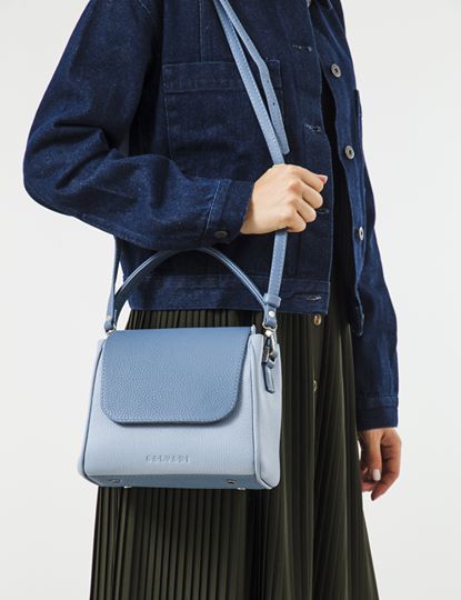 Women Leather Handbag Farfalla Blue