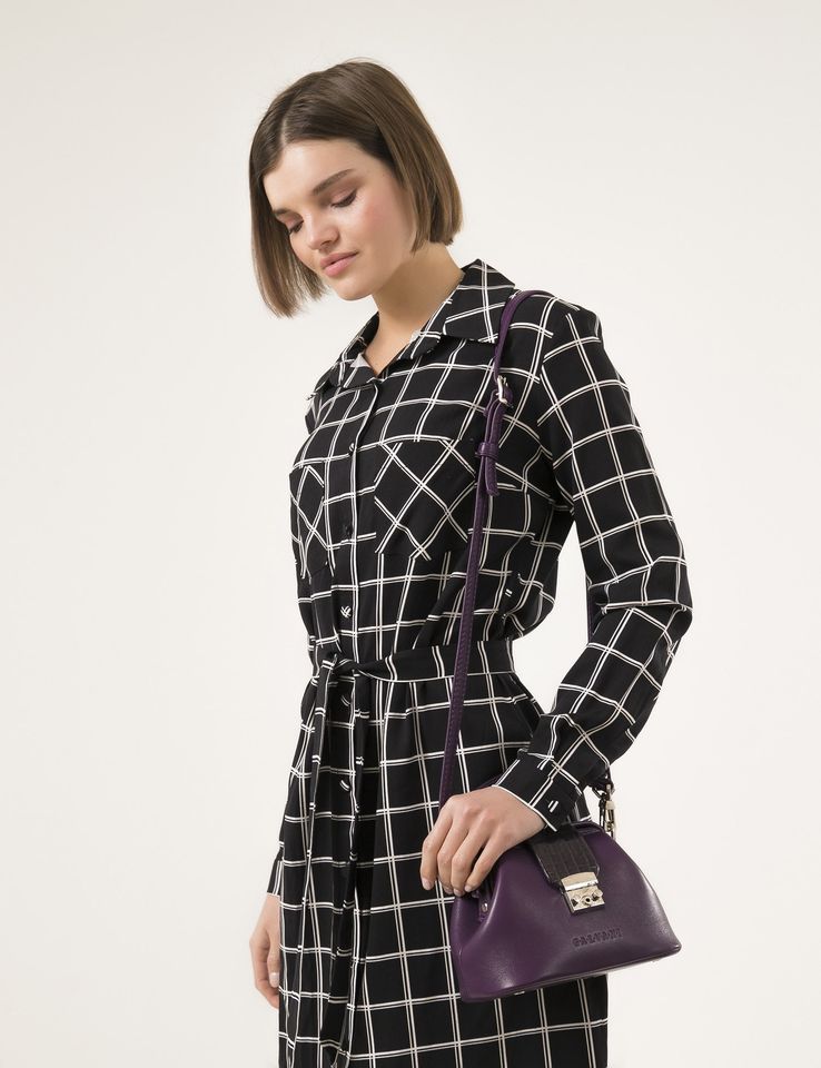 Women Leather Crossbody Bag Palermo Micro Purple