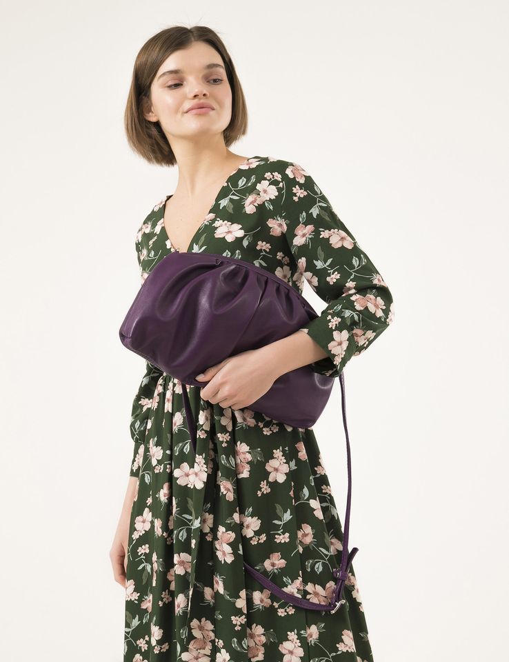 Women Leather Handbag Cristallo Purple