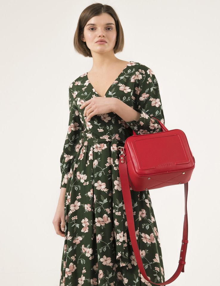 Women Leather Crossbody Bag Bacio M Red