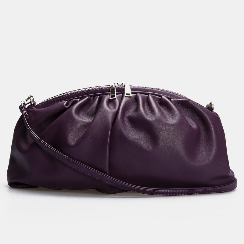 Women Leather Handbag Cristallo Purple