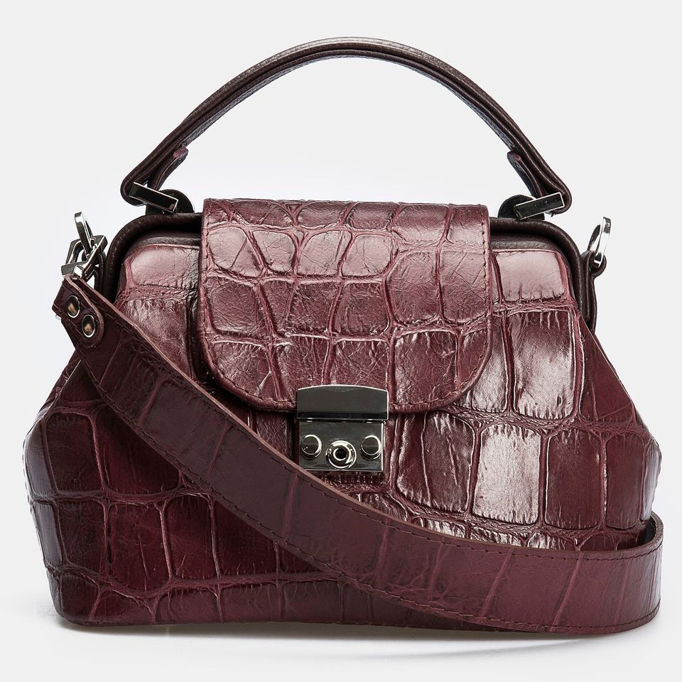 Women Leather Crossbody Bag Palermo Small Crimson