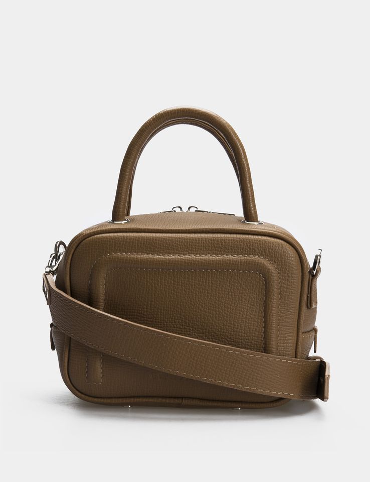 Women Leather Crossbody Bag Bacio S Khaki