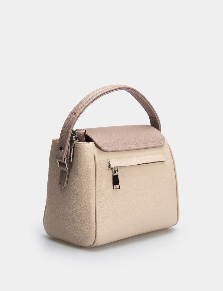 Women Leather Handbag Farfalla Beige