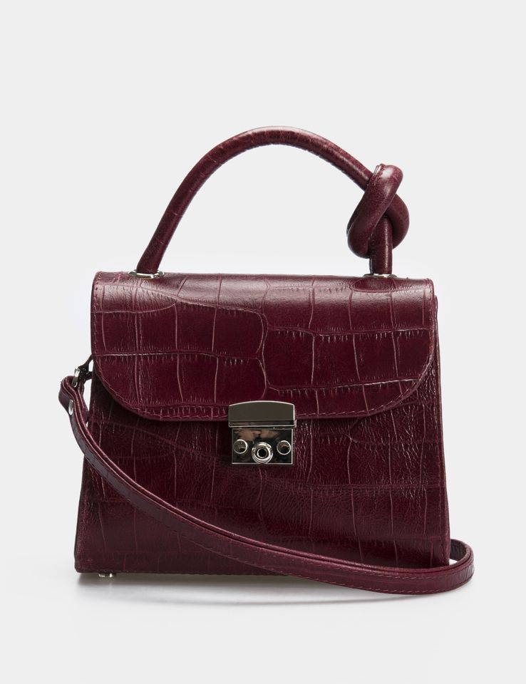 Women Leather Crossbody Bag Cocco Mini Burgundy
