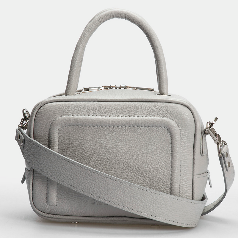 Women Leather Crossbody Bag Bacio S Light Gray