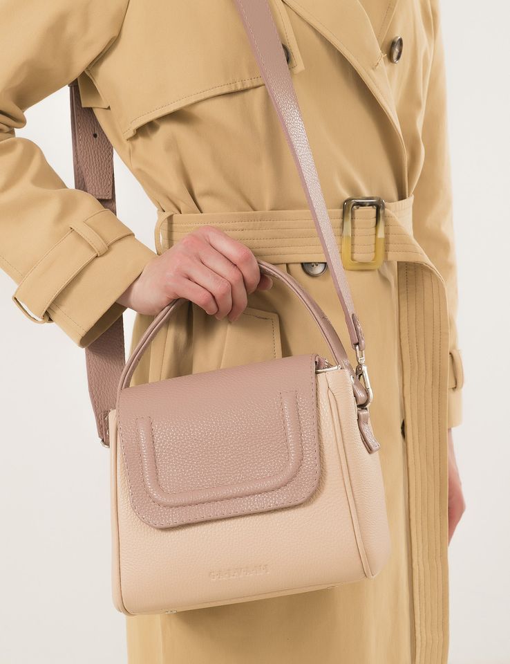 Women Leather Handbag Farfalla Beige