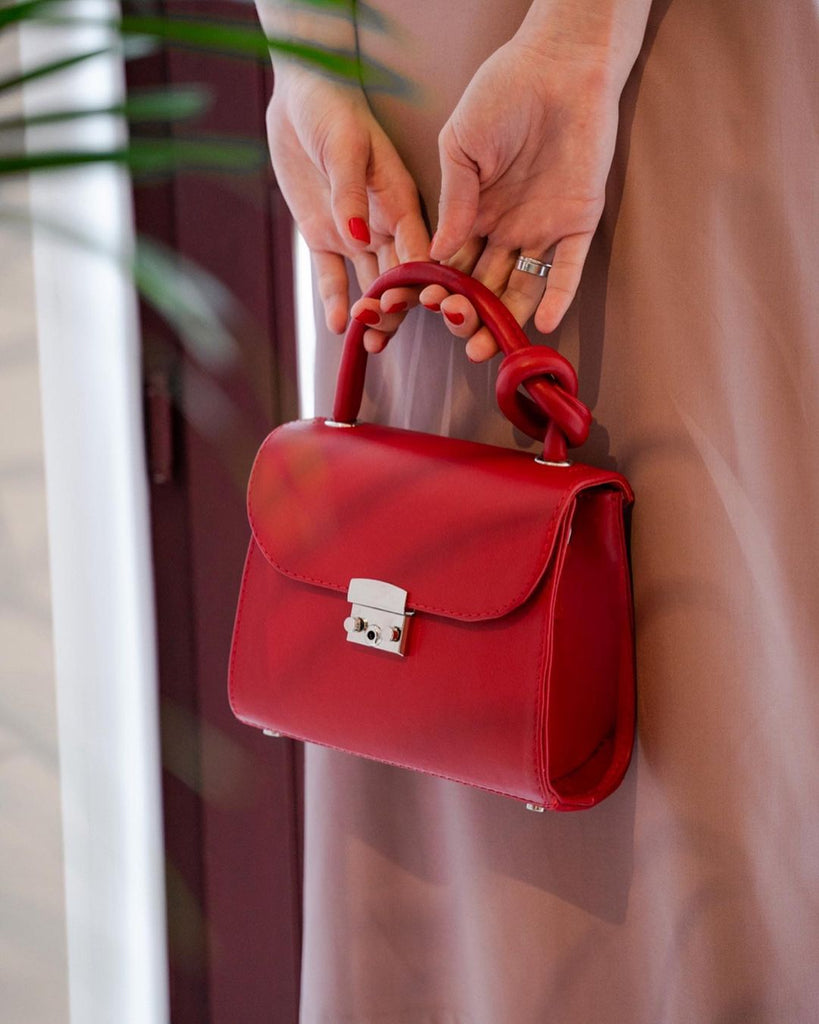 Women Leather Crossbody Bag Cocco Mini Red