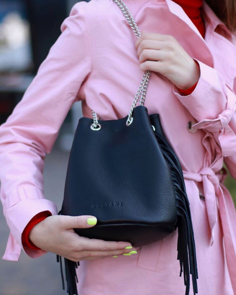 Woman Leather Bag Velluto Black