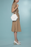 Woman Leather Handbag Lady Anne Diamond White