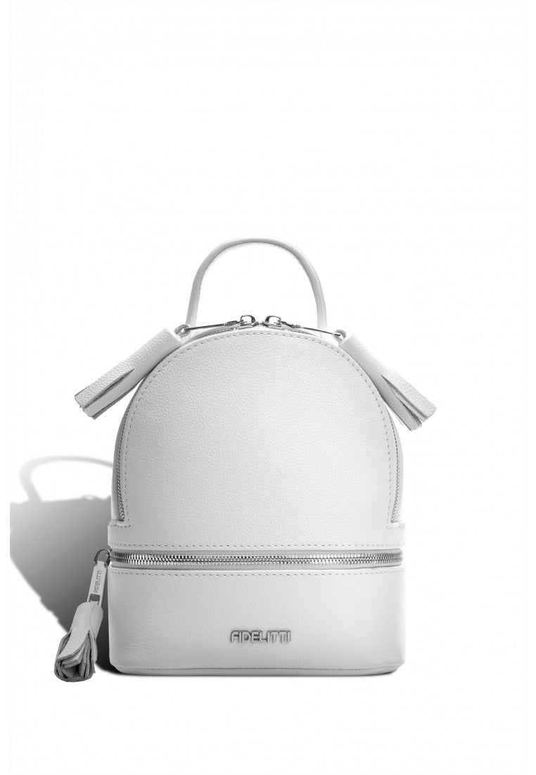 Woman Leather Backpack Lady Anne 'GO GO' Mini White
