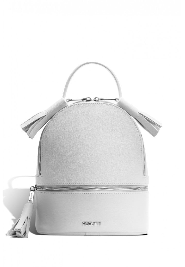 Woman Leather Backpack Lady Anne 'GO GO' White