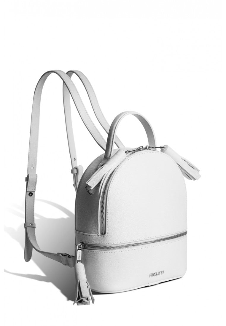 Woman Leather Backpack Lady Anne 'GO GO' White