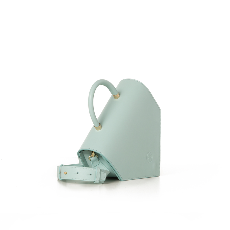 Woman Leather Handbag Lady Anne Triangolo Skyblue