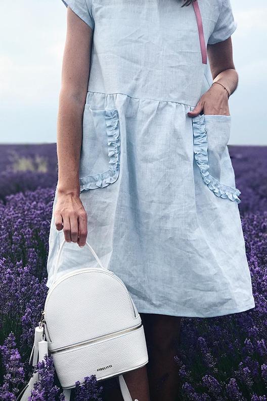Woman Leather Backpack Lady Anne 'GO GO' Mini White