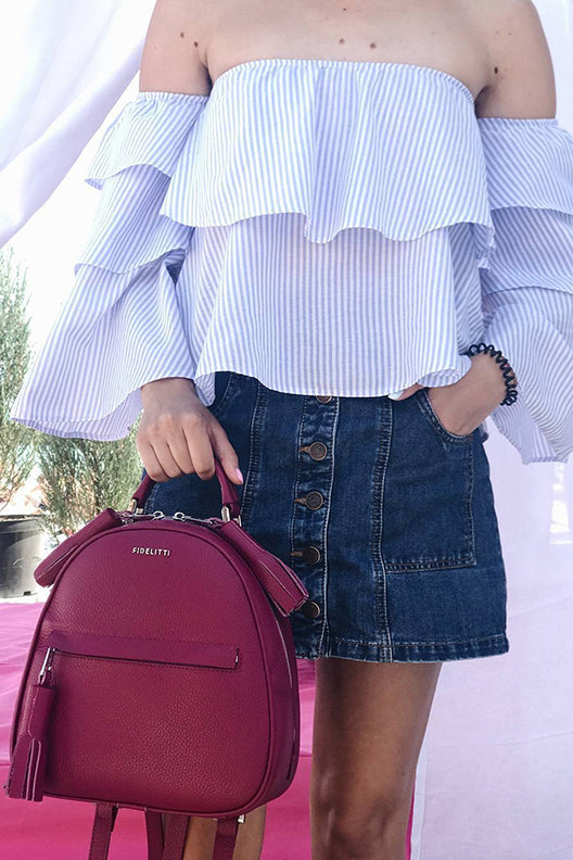 Woman Leather Backpack Lady Anne Vogue Purple