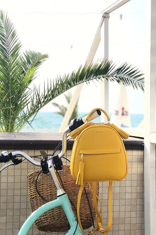 Woman Leather Backpack Lady Anne Vogue Yellow