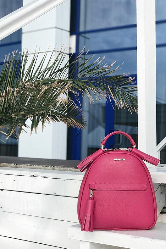 Woman Leather Backpack Lady Anne Vogue Magenta