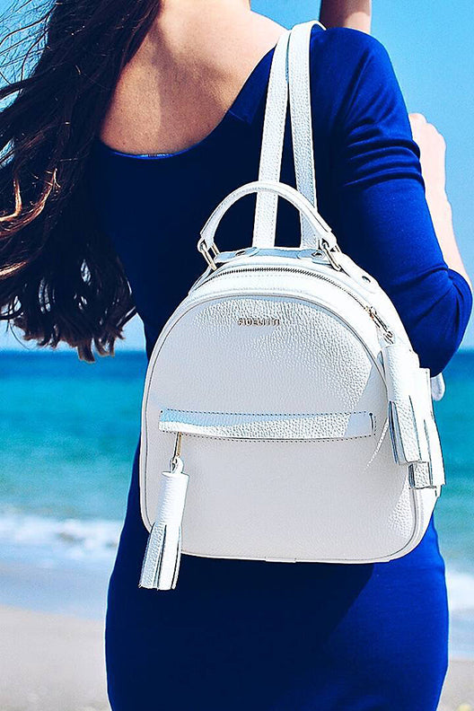Woman Leather Backpack Lady Anne Vogue White