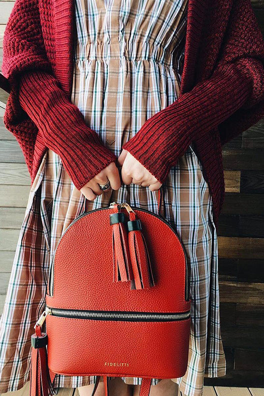 Woman Leather Backpack Lady Anne 'GO GO' Red