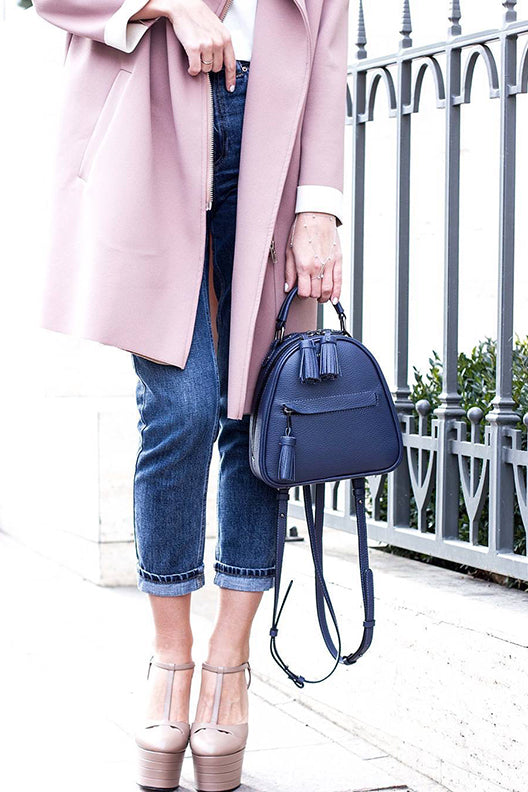 Woman Leather Backpack Lady Anne Vogue Mini Dark Slate Blue