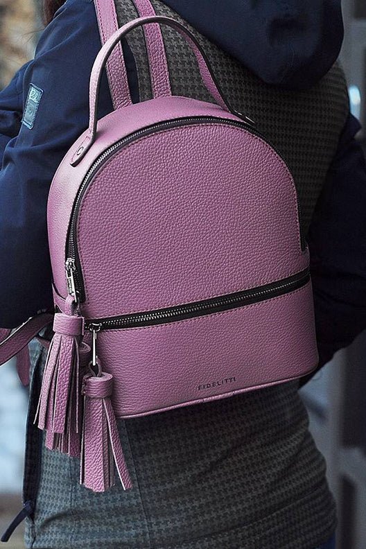 Woman Leather Backpack Lady Anne 'GO GO' Mini Blue Violet