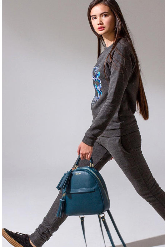 Woman Leather Backpack Lady Anne Vogue Teal