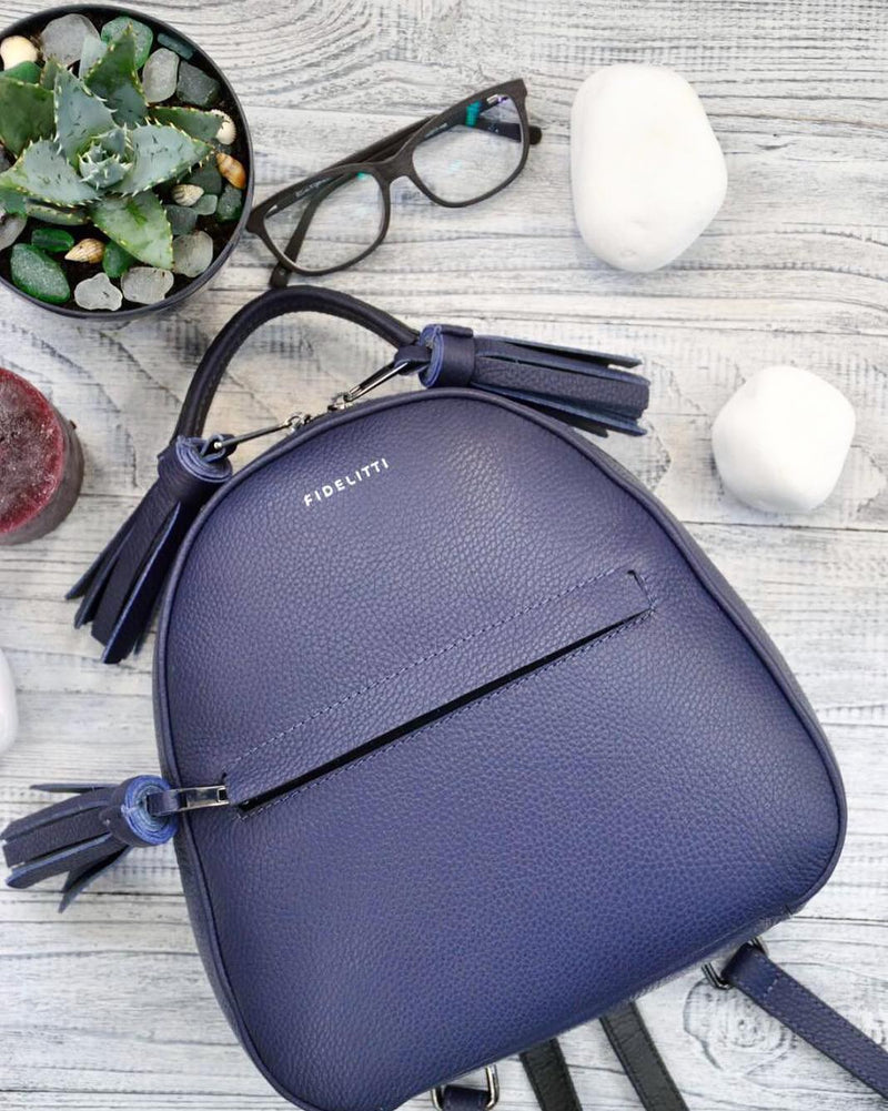 Woman Leather Backpack Lady Anne Vogue Dark Slate Blue