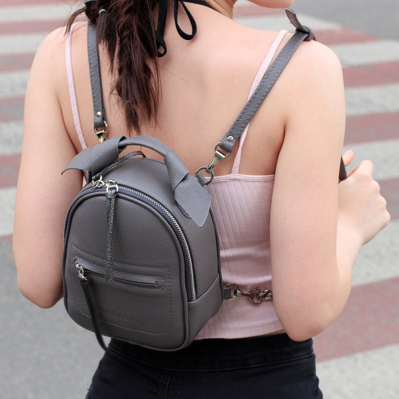 Woman Leather Backpack Dea Dark Gray