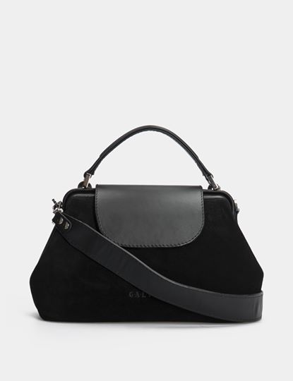 Women Leather Cross Body Bag Palermo Medium Black Suede