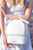 Woman Leather Backpack Lady Anne 'GO GO' White