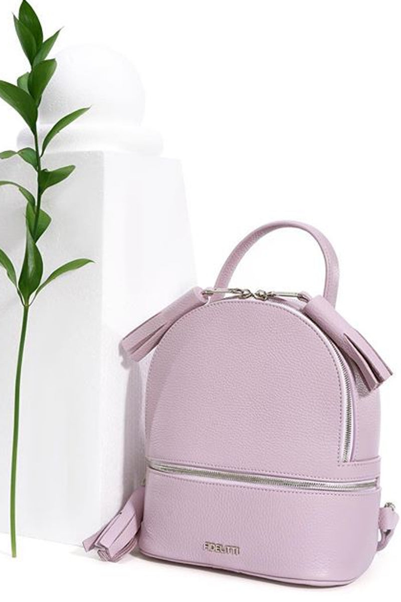 Woman Leather Backpack Lady Anne 'GO GO' Mini Plum